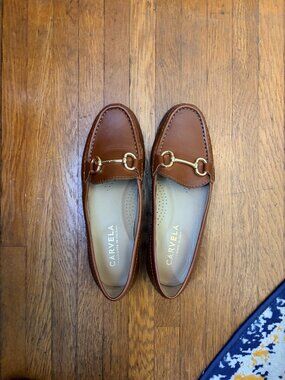 Carvela Brown Leather Horsebit Loafers Slip-On Driving Shoes SIZE 39 (8.5)